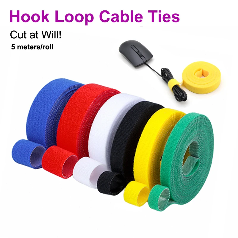 Hook Loop Cable Ties Width 10/15/20/25mm USB Cable Winder Cable Organizer Mouse Wire Earphone Holder Cord Management Tape