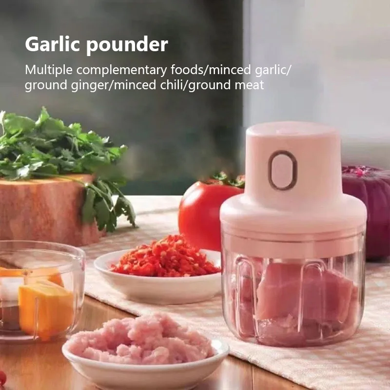 Meat Grinder Electric Garlic Crusher Food Chopper Mini Garlic Masher Vegetable Chopper Machine USB Wireless Kitchen Blender Tool