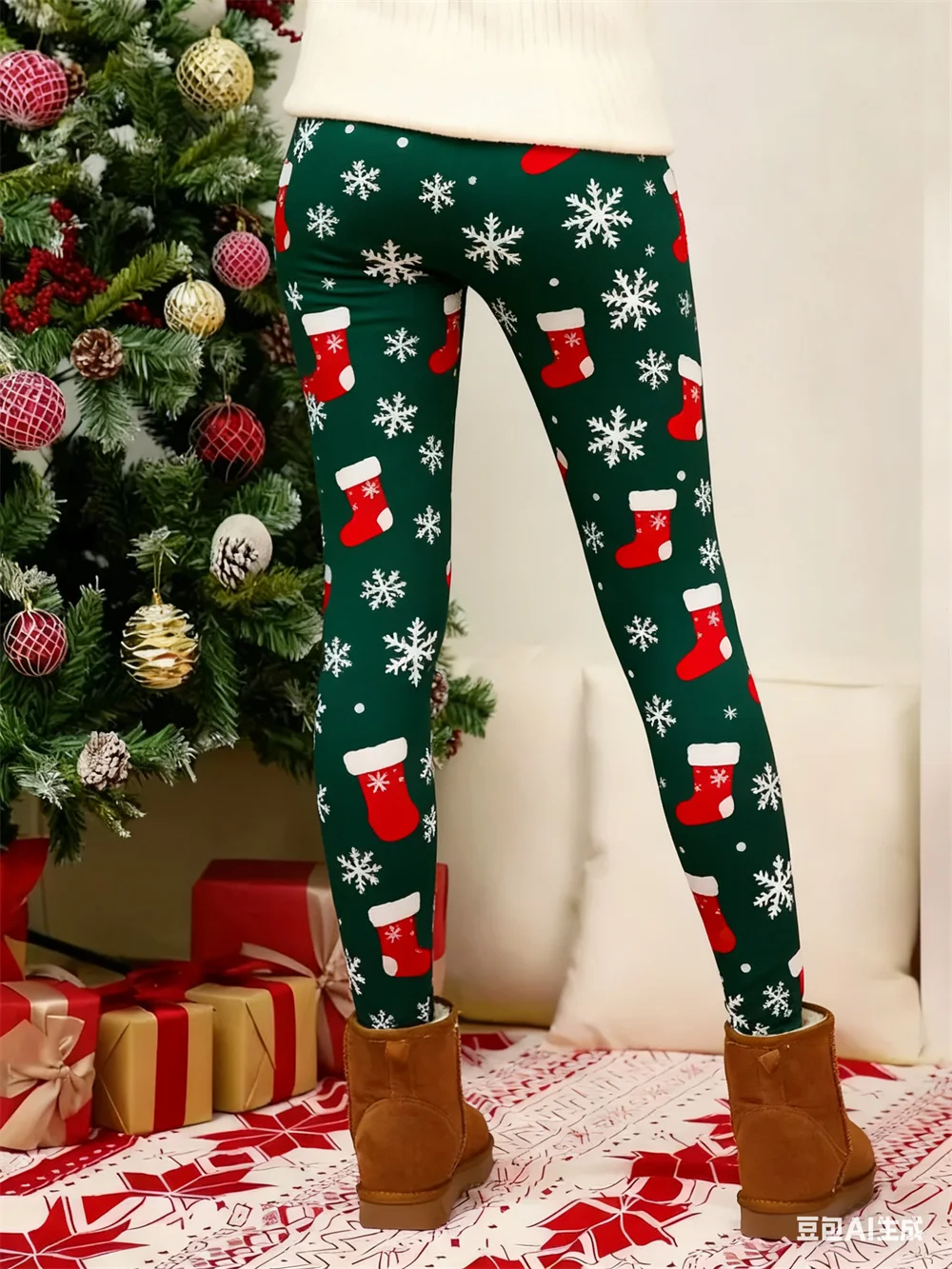 طماق المرأة ثلاثية الأبعاد نمط عيد الميلاد طباعة المرأة عالية الخصر السراويل الضيقة مرونة ممارسة اليوغا السراويل الرياضية الملابس النسائية #4