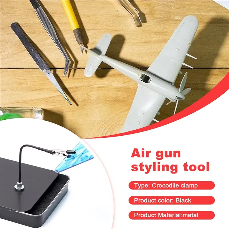 AA81-Model Painting Stand Base Holder And 12PCS Magnetic Bendable Alligator Clip Sticks Set Modeling Tools For Airbrush Easy To