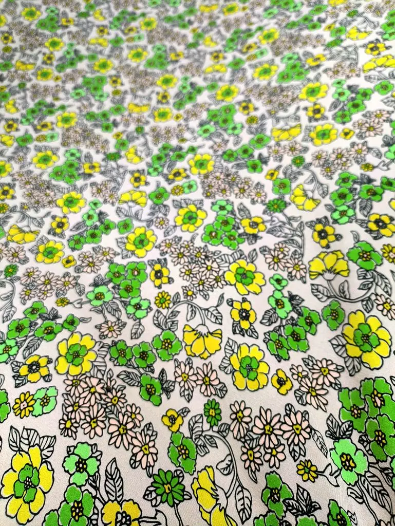 2024 New Spring Summer Green Flowers Digital Printing Garment  100% Mulberry Silk Fabric Satin Fashion 138cm Wide Sewing Cloth