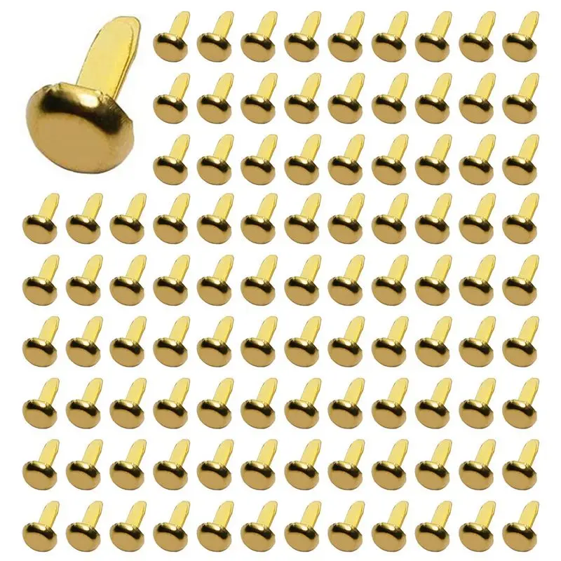 

New Shown-500Pcs 1/2 Inch Brass Paper Fasteners, Mini Paper Fasteners For Handicraft Projects, 8 X 14 Mm (Gold)