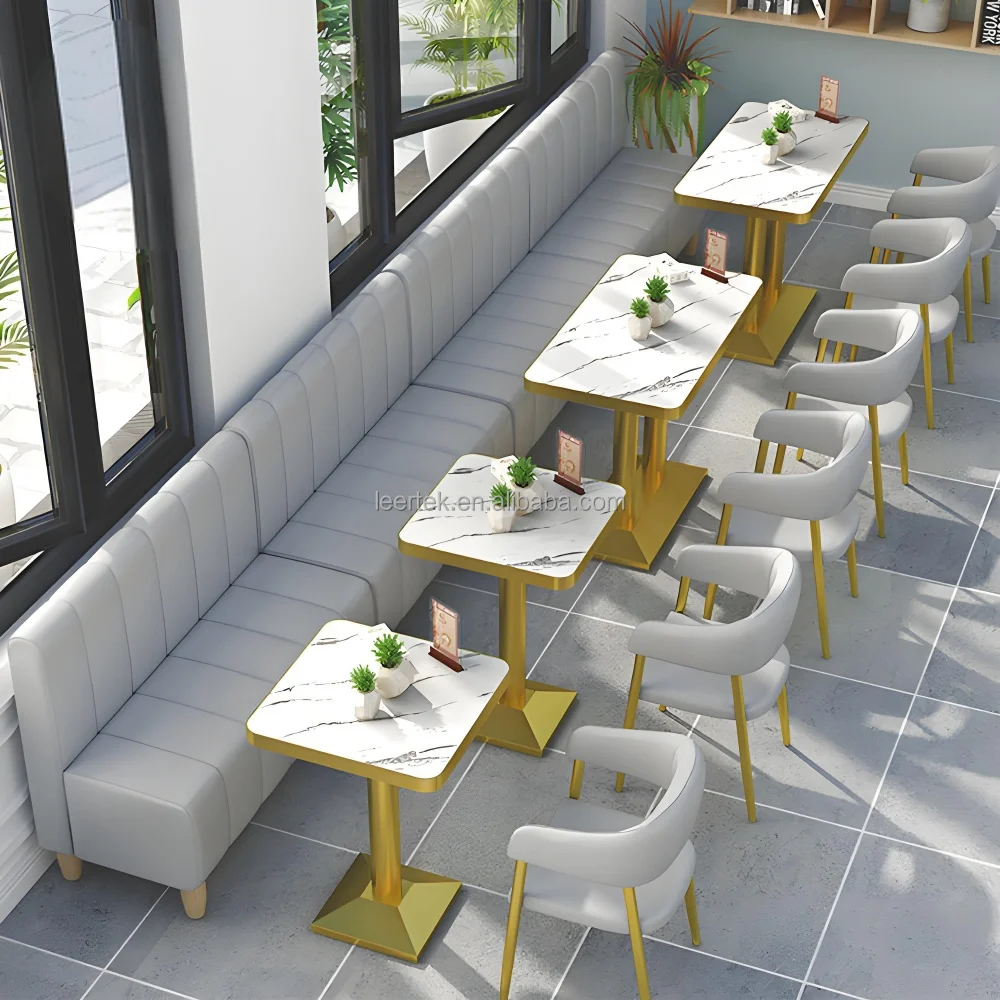 Factory Price Restaurant Sets Canteen Booth Leisure Seating Coffe Shop Furniture Tables and Chairs Metal Dinner Furniture Set