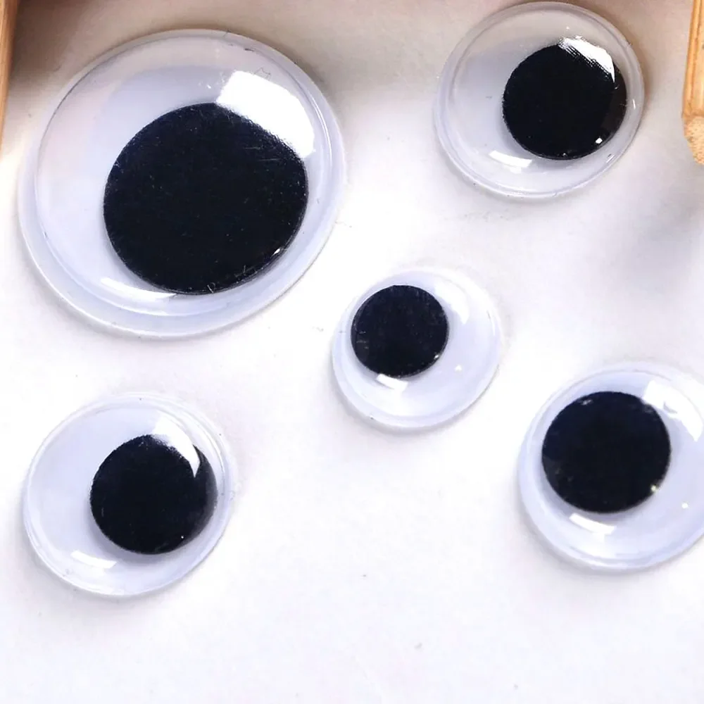 4mm-12mm Self-adhesive Wiggly Googly Doll Eye Movable Simulation Cartoon Animal Eyeball DIY Kindergarten Children Craft Supplies