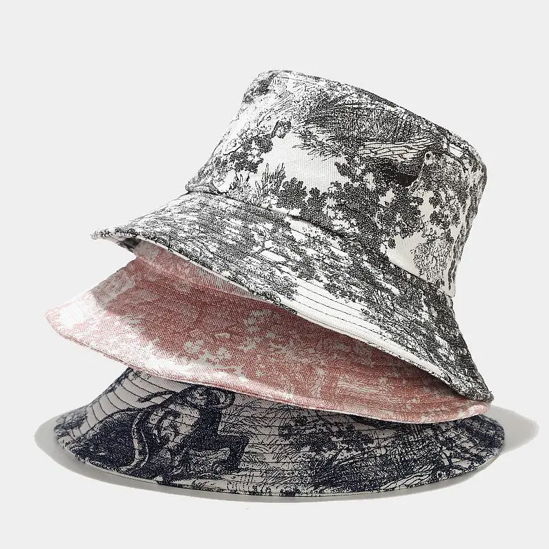 Tie Dyed Fisherman Hat Traditional Chinese Painting New Men\'s and Women\'s Fashion Trend Pot Hat Summer Outdoor Pullover Hat