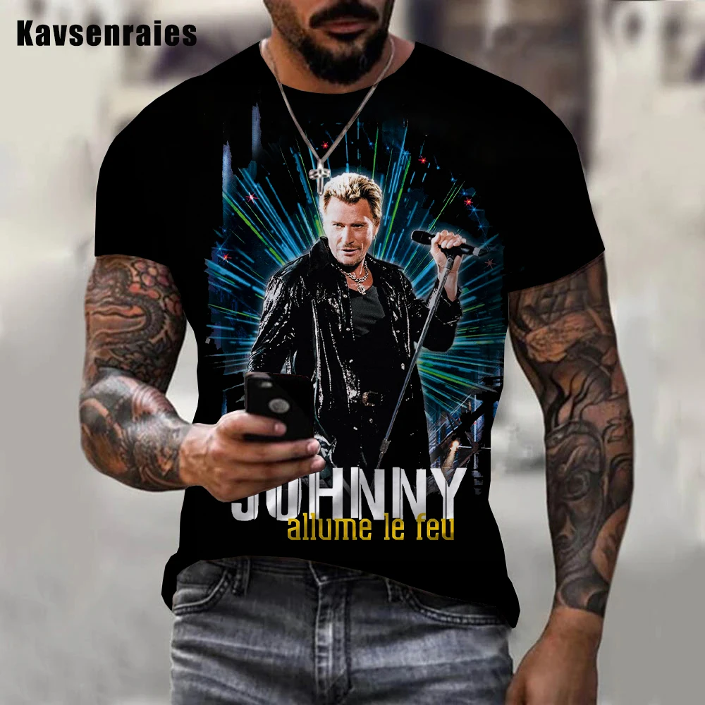 2023 New Pop Singer Johnny Hallyday 3D Printed T-shirt Men Women Rock Fashion Casual Streetwear Hip Hop Harajuku Tee Tops