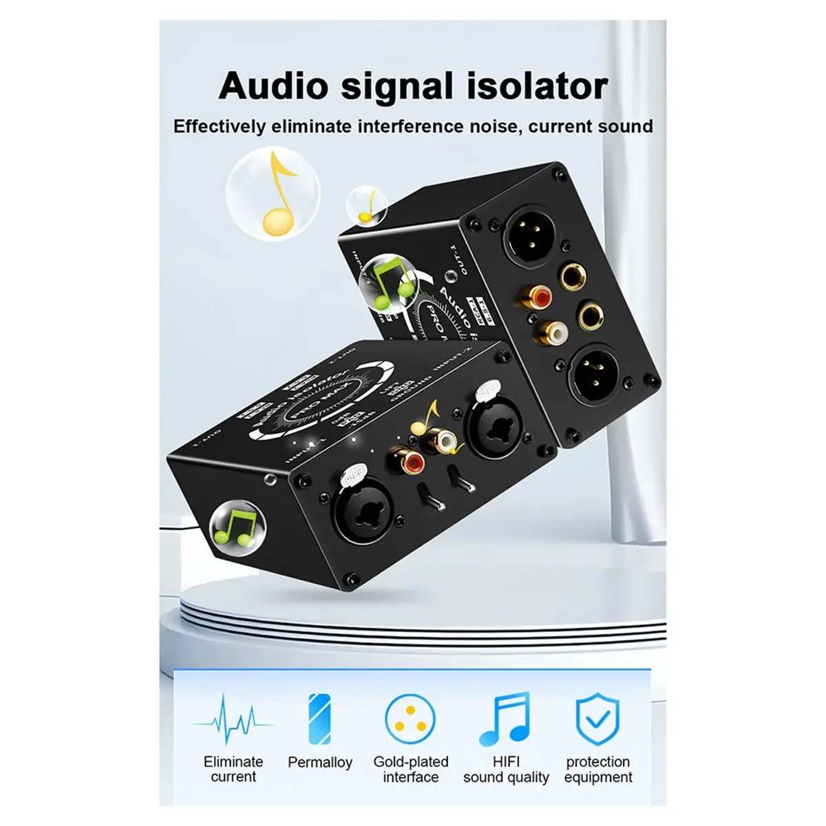 L73A NEW New XLR 6.35 HiFi Stereo Version Audio Isolation Box Ground Loop Isolator/Noise Filter/Hum Eliminator for Audio System