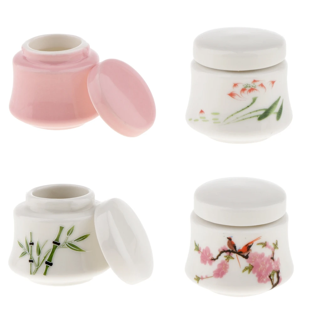 Artistic Ceramic Loose Powder Container Airproof Balm Jar Cream Container Empty Cosmetic Jars for Travel and Daily Use