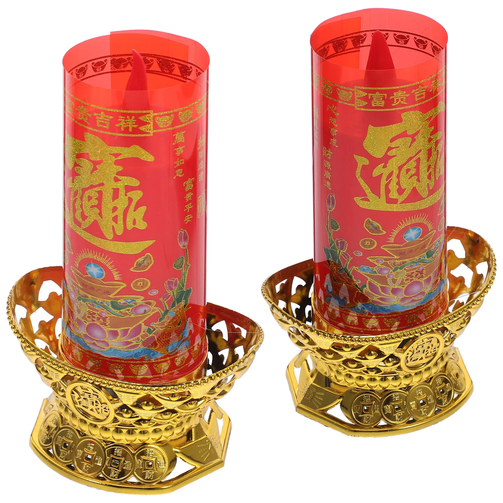 

2Pcs Realistic Flame LED Lamps Traditional Safe Operated Electric Lights for Buddhist Hall Decoration