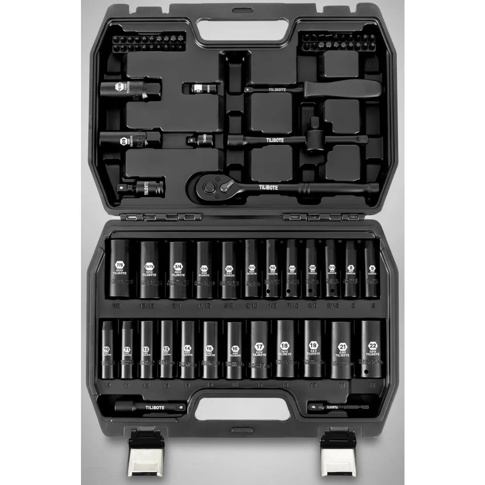 

Набор ударных головок 3/8 дюйма с трещоткой — глубокие розетки SAE и метрические для ремонта автомобилей и домашнего использования