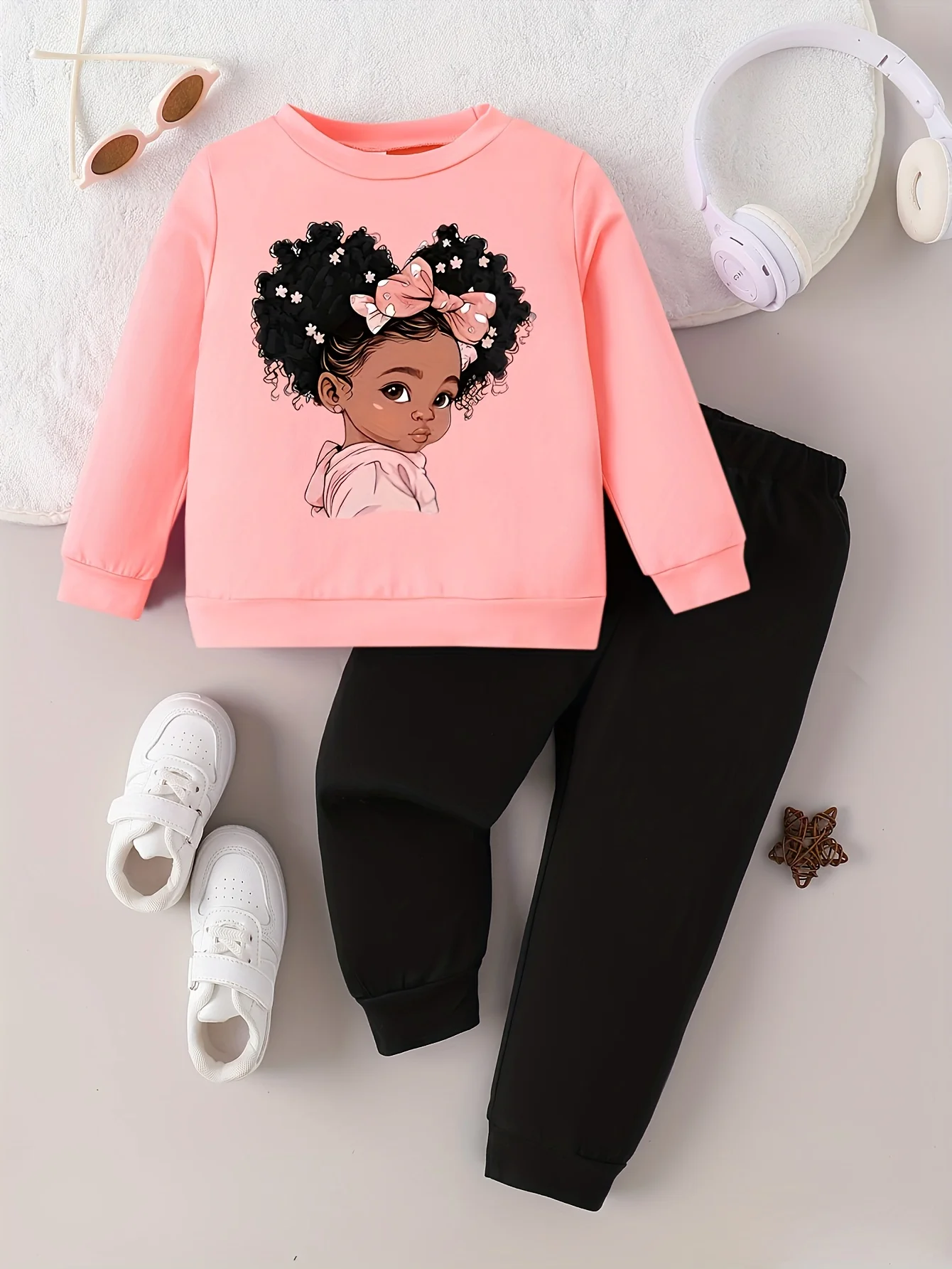 

Spring Baby Girls Clothes Set Kid Cartoon Girls Printed Sweatshirts Pullover Top and Pants 2 Pieces Suit Children Tracksuits