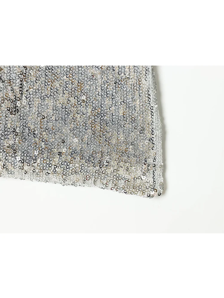 TFMLN 패션 여성 스팽글 스플라이싱 드레스 캐주얼 라운드 칼라 파티 클럽 미니 드레스 긴 소매 슬림 여성 섹시 의류