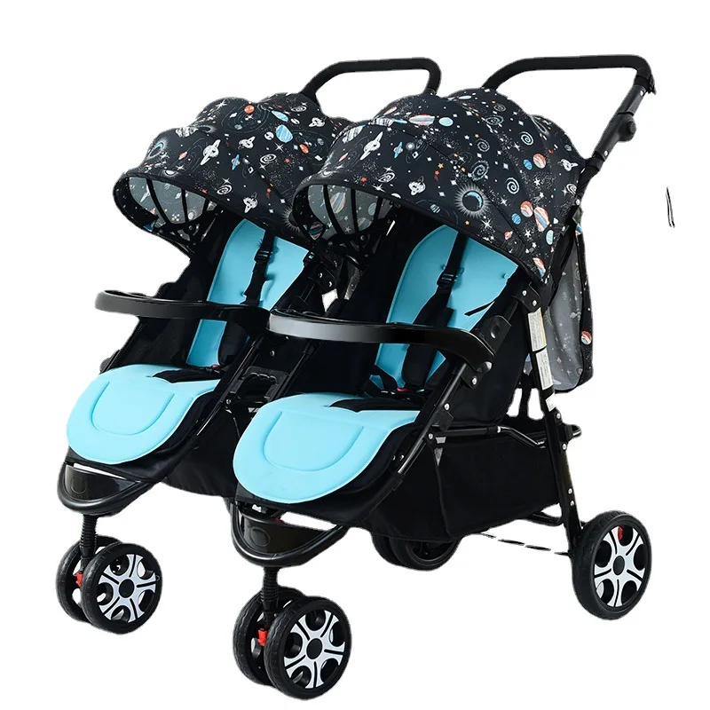 

Baby Double Stroller Folding Baby Carriage for Twins Newborn Pram Twin Babies Stroller for Four Seasons 0-3 Y