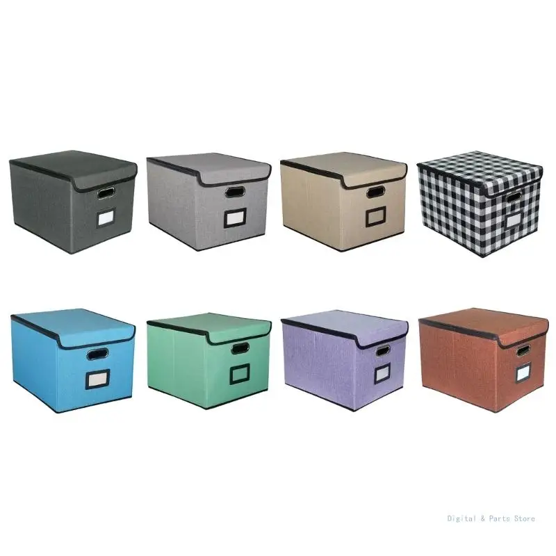 

M17F Collapsible File Box with Lid and Handle Office File Storage Box Filing Box File Folder Storage Filing Box