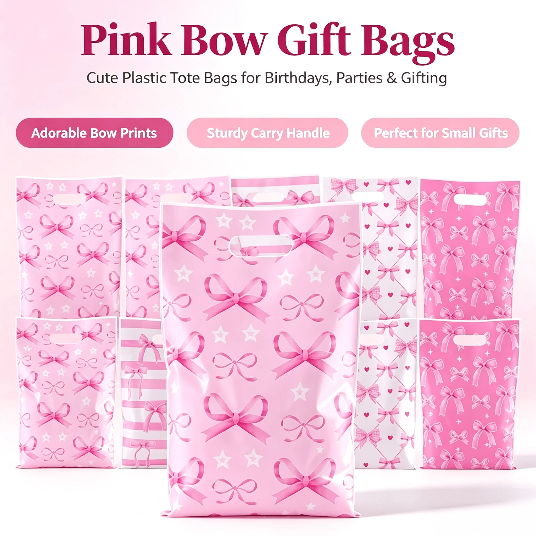 50 sacs cadeaux roses avec nœud, sacs à bonbons pour fête d'anniversaire, sacs cadeaux pour filles, fournitures pour mariage, fiançailles, baby shower