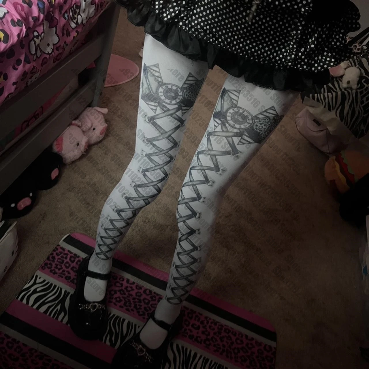 Fetish celana ketat wanita pengencang untuk wanita Gotik Lolita Harajuku theighetti Pantyhose Punk Sissy stoking untuk wanita Y2k Emo