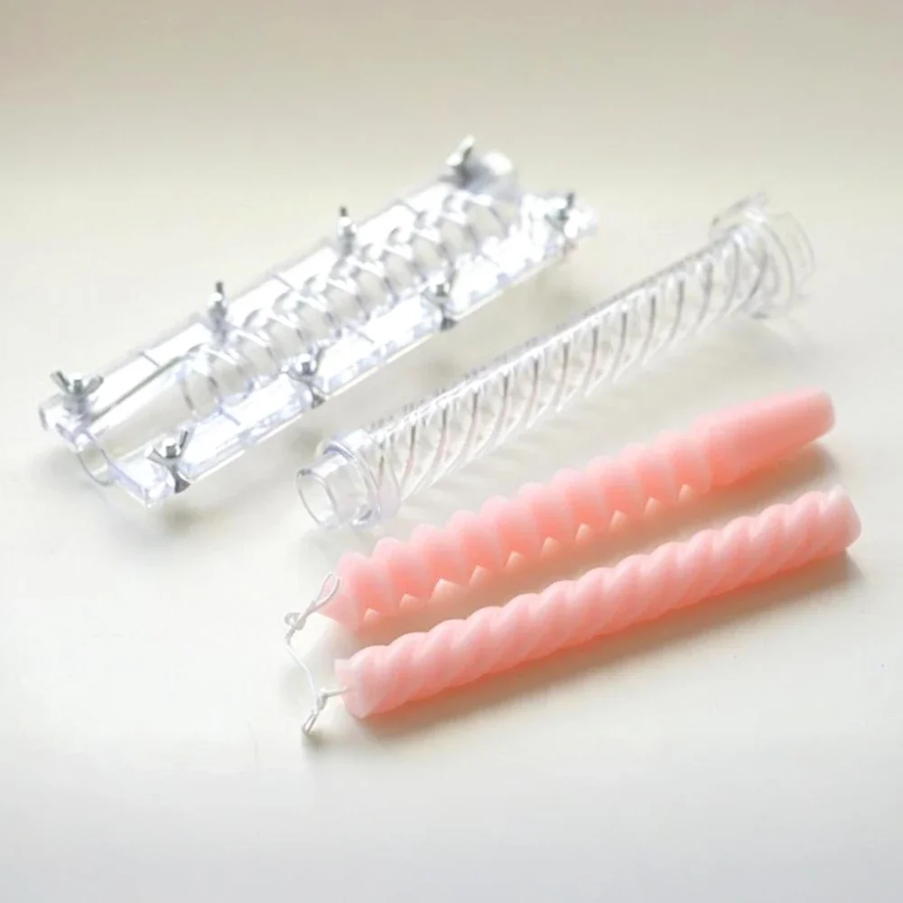 3D Long Pole Acrylic Scented Candle Making Taper Pillar Plastic Moulds Geometry Roman Column Molds Party Candlestick Decor Gifts