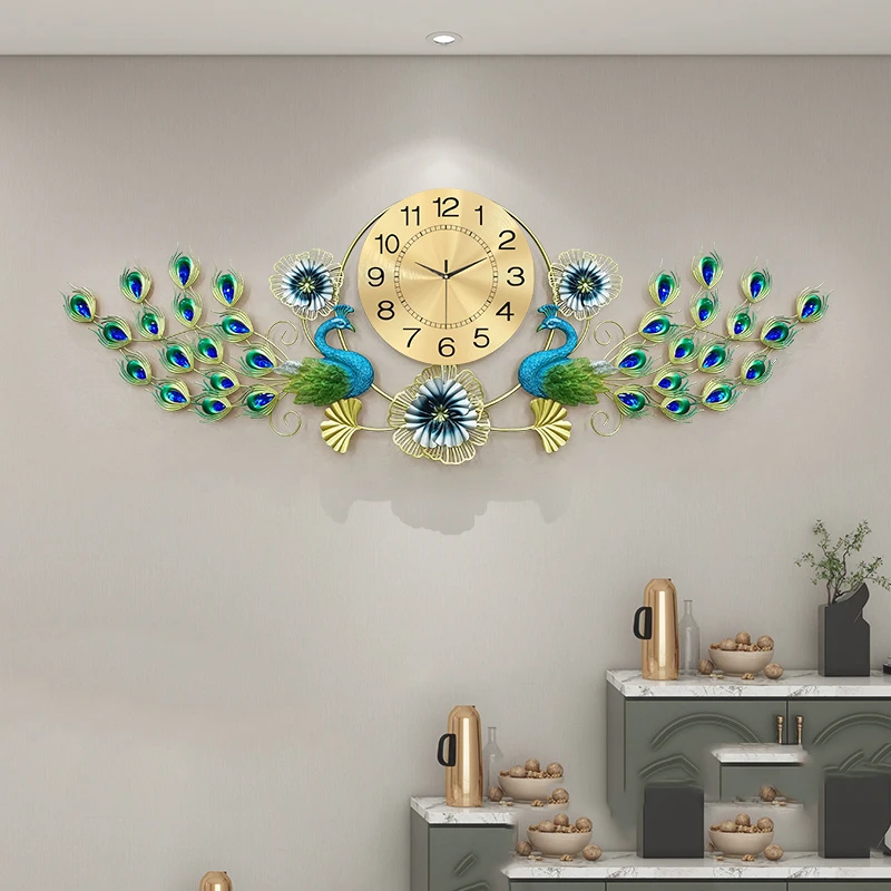 Metal Wall Art Peacock Wall Clocks Aesthetic Bedrooms Design Silent Clock Wall Nordic Restaurant Orologio Da Parete Home Design