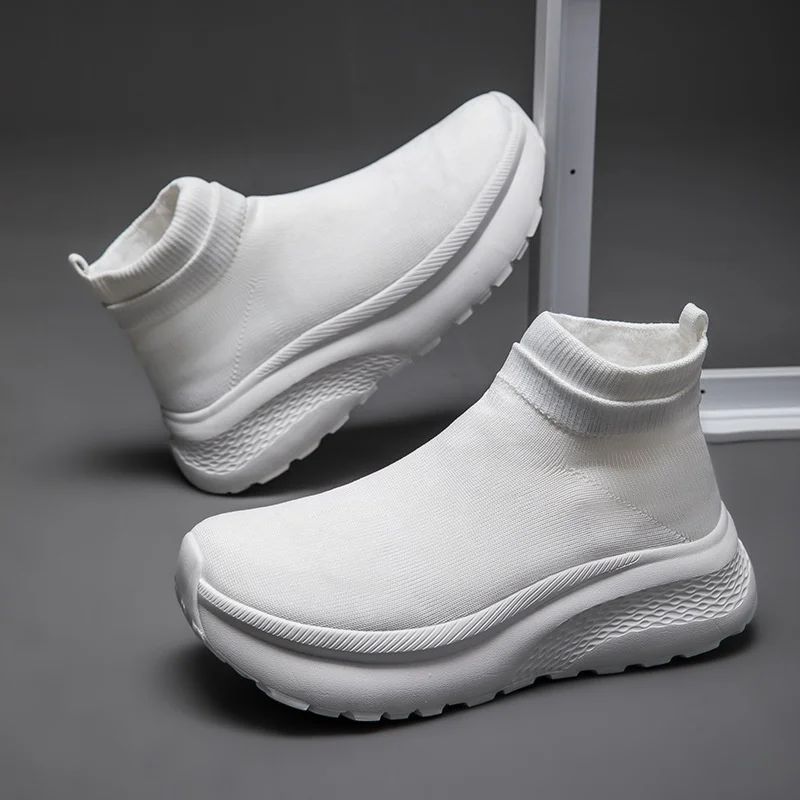 

Elastic Velvet Slip-On Socks Shoes Men's Autumn Winter Large Size Comfortable Lightweight Walking Shoes Easy to Wear And Remove