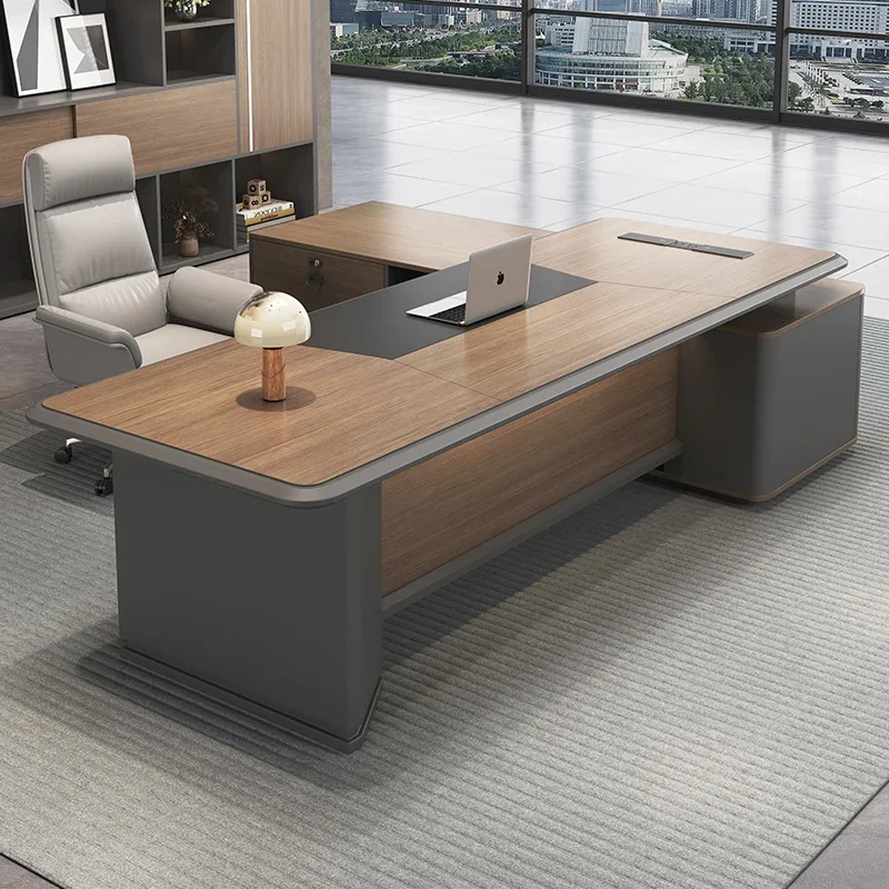 

L-образный офисный стол для хранения с беспроводной зарядкой, черный деревянный стол для руководителей, ящики для письменного стола Mesa De Escritorio, мебель