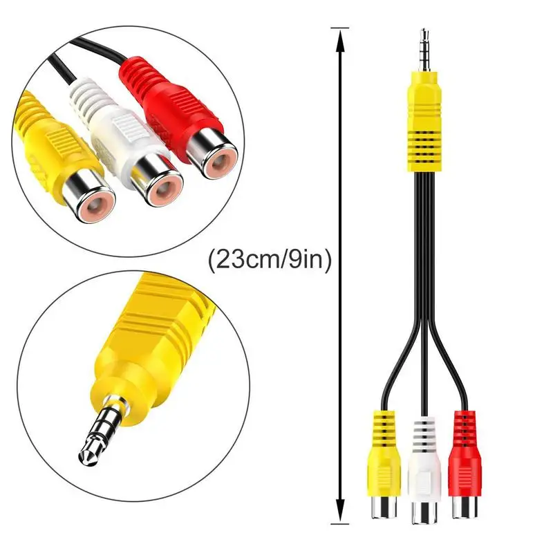 3.5mm to 3RCA Video Cable Component AV Adapter Cable for TCL TV Power Amplifier Set-top Box Accessories