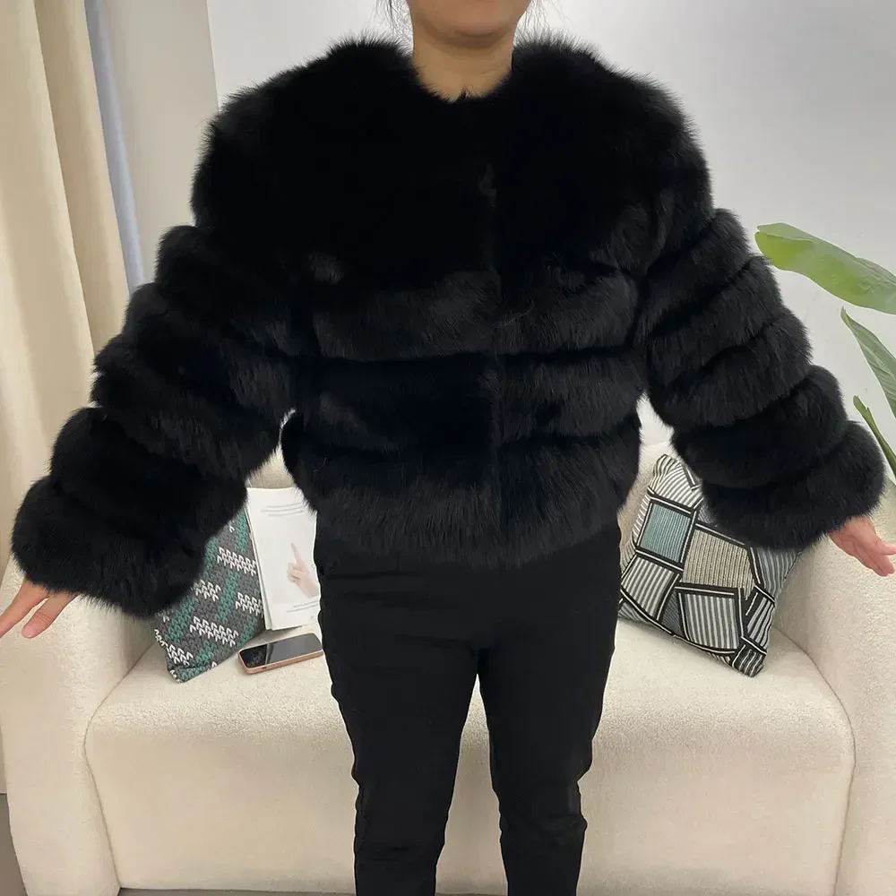 Natürliche Fuchs Pelz Jacke Frauen Winter Pelzmantel Fuchs Pelzmantel 2024 Oberbekleidung Oansatz Dicke Warme Luxus Weibliche Echt Waschbären Pelz jacke