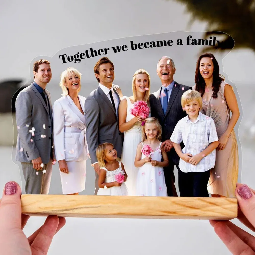 Custom Family Photo Statuette Personalized Family Portrait Acrylic Photo Cutouts Birthday Decorative Gifts For Family Members