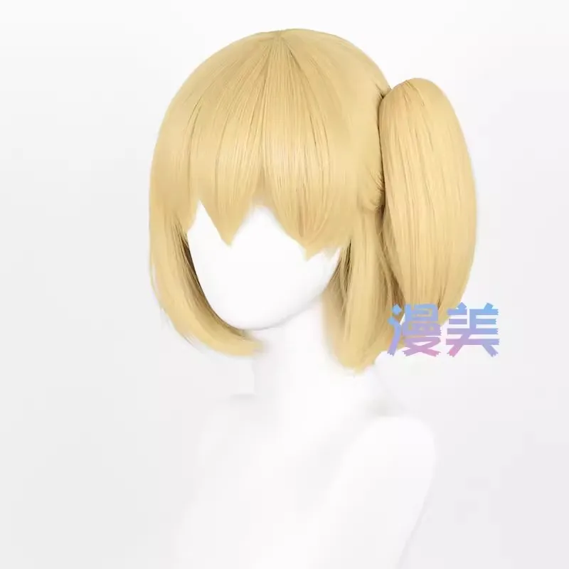 Anime Yachi Hitoka Cosplay Wig Headwear Short 30cm Warm Golden Wig Heat Resistant Hair For Women Men Halloween