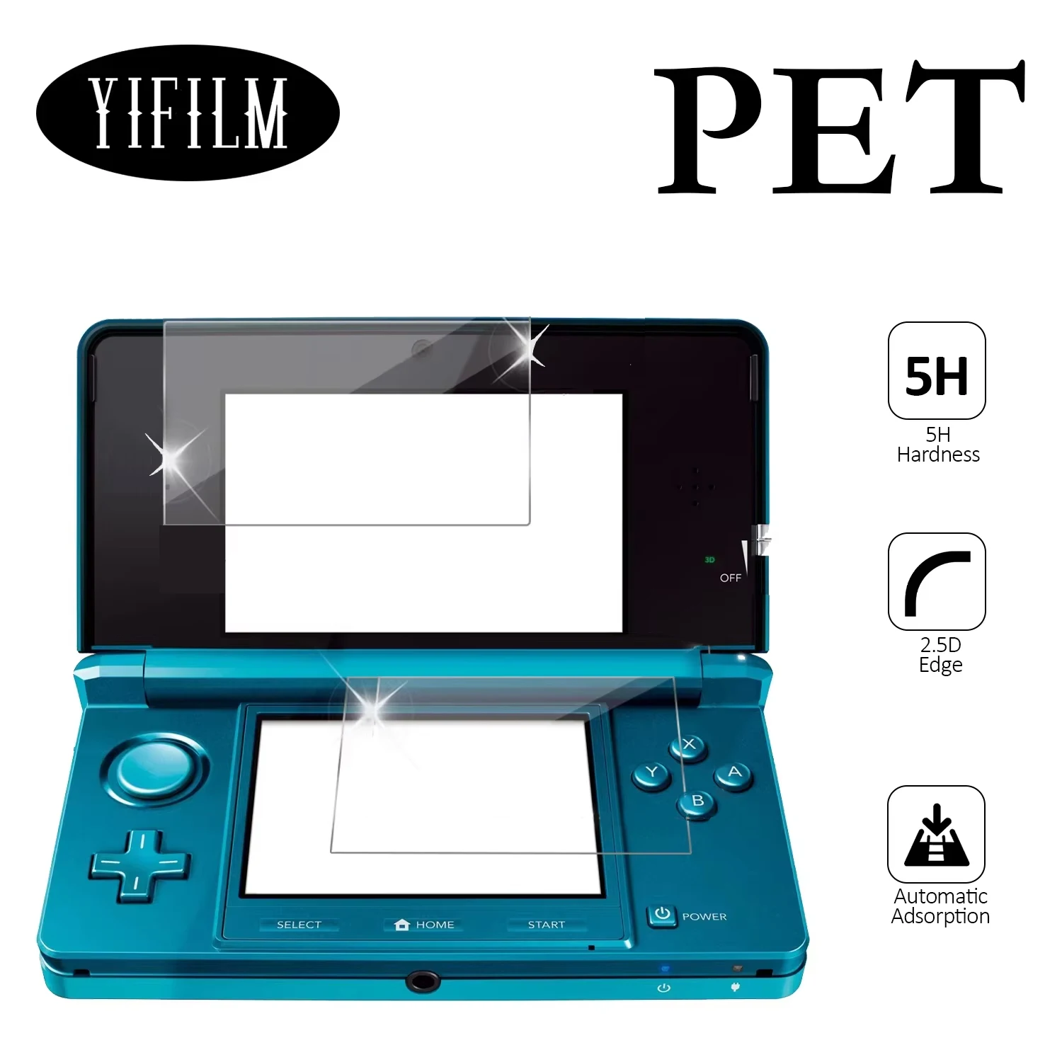 2PCS PET Screen Protector For Nintendo 3DS HD Clear Explosion-proof Game Console Screen Protective Film Water-proof  NOT Glass