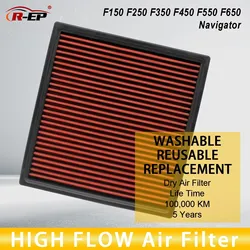 R-EP High Flow Air Filter Fits for Ford F150 F250 F350 F450 F550 F650 Lincoln Navigator Washable Reusable Cold Air Intake