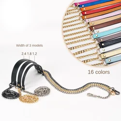 Handbag Metal Chain 110cm PU Leather Bag Strap 1.8cm Wide Shoulder Strap Bag Accessories Durable Replacement Bag Bag Handle