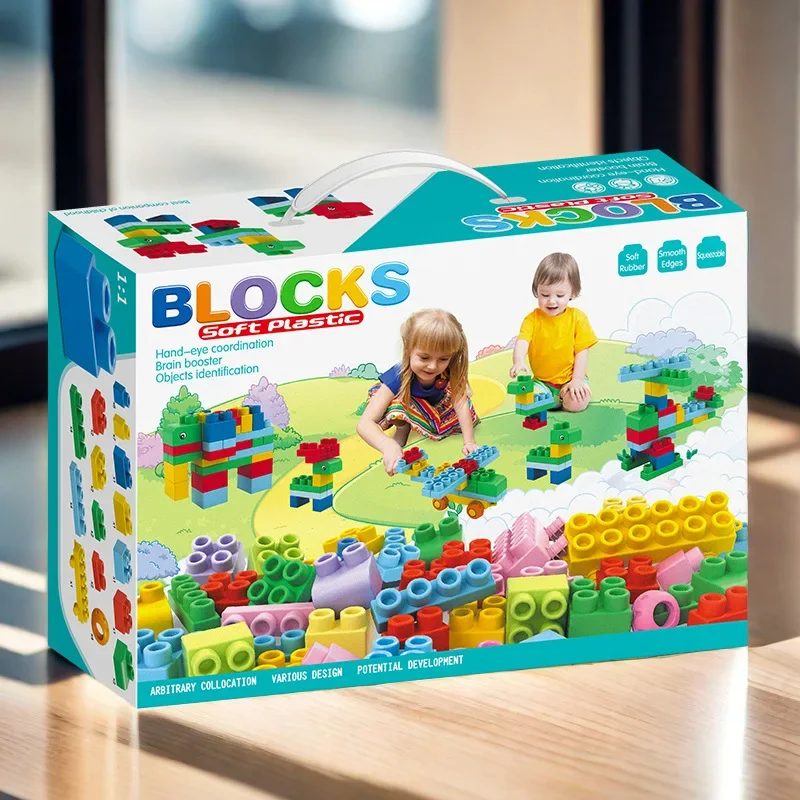 40PCS/60PCS Building Blocks Gift Box Soft Plastic Building Blocks Parent-child Early Learning Toys 527552