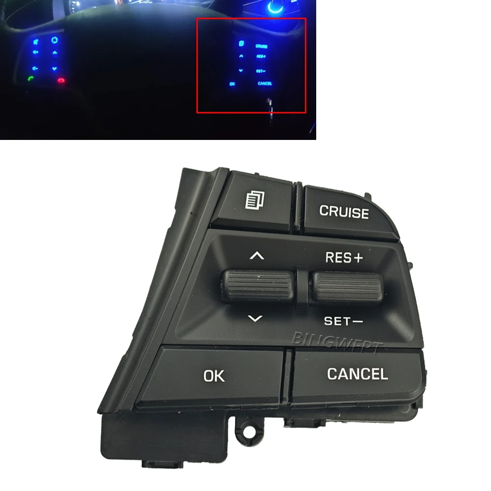 

Blue Backlight For Hyundai Accent 1.6L 2019 2020 2021 2022 Steering Wheel Button Cruise Control Switch
