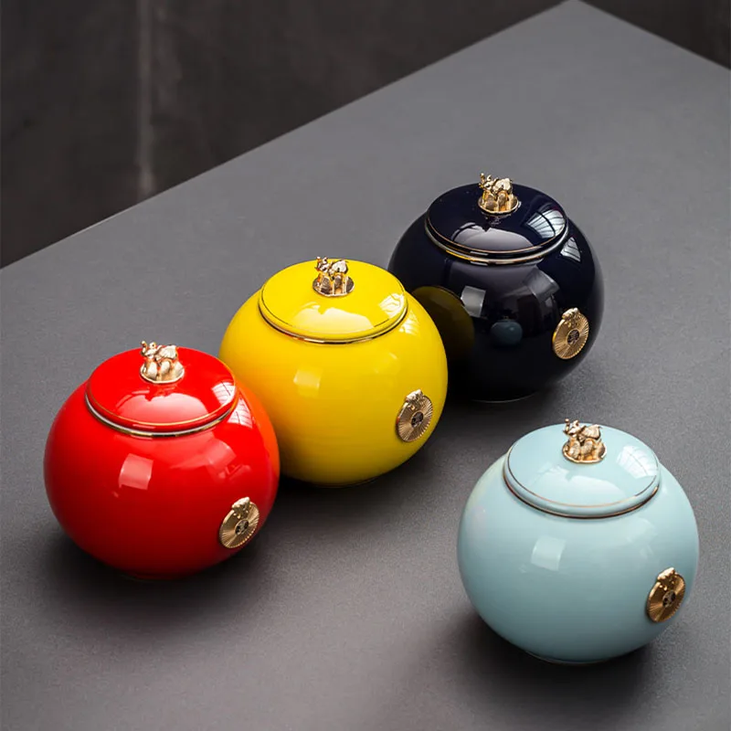 Ceramic Elephant Storage Jar High-grade Candy Coffee Bean Medicinal Herb Storage Jar Three-dimensional Elephant Decoration Box