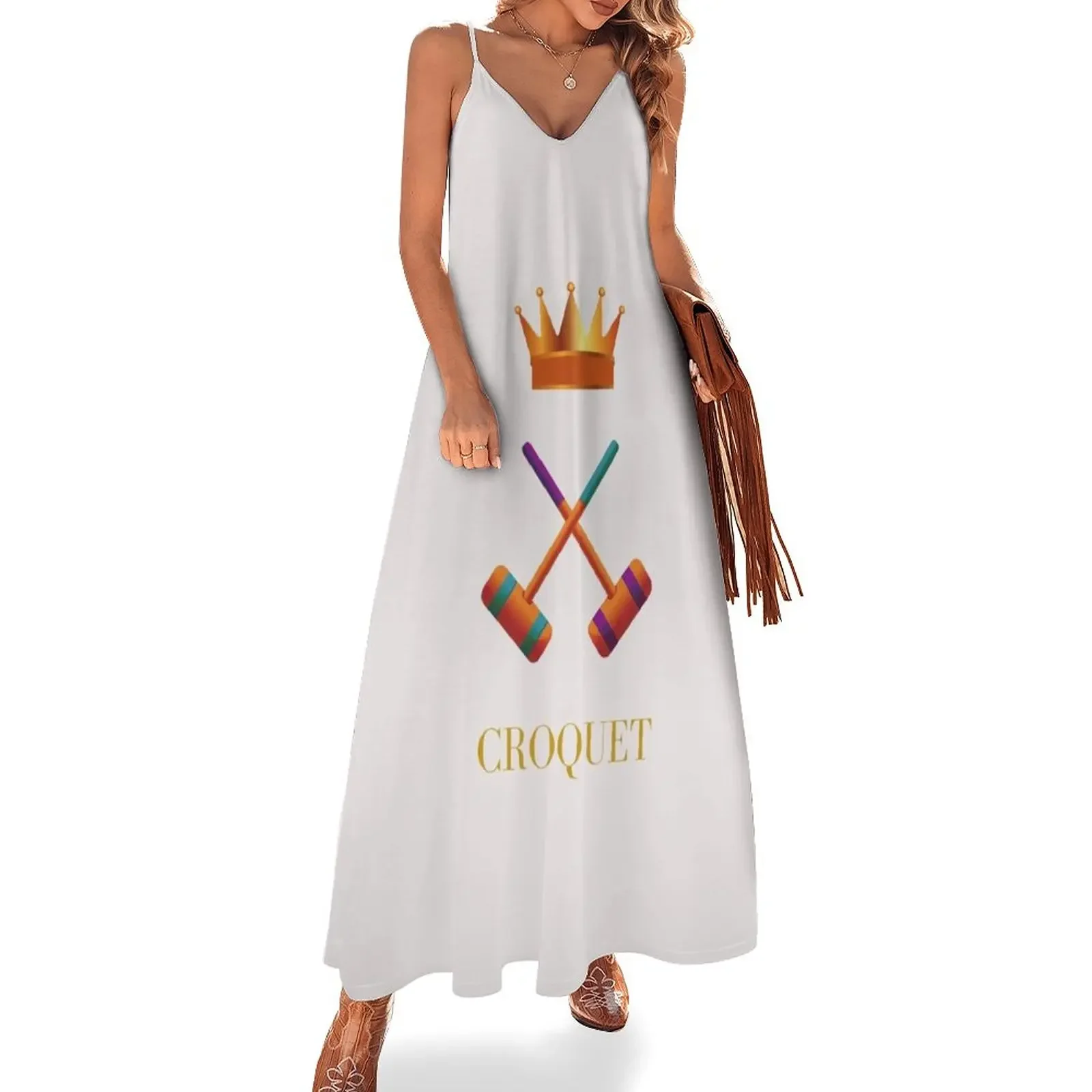 

Croquet mallets and crown Sleeveless Dress dress for woman Women's dresses Female clothing Dress