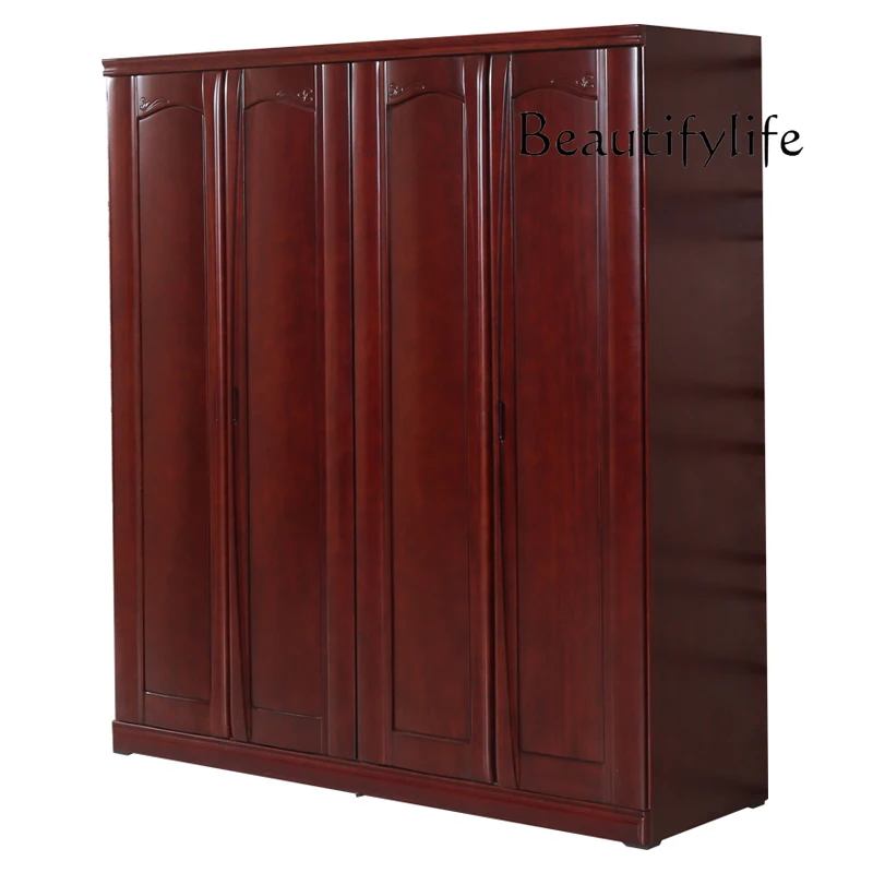 

Modern Chinese all-solid wood four-door overall wardrobe, ash neoclassical bedroom wardrobe