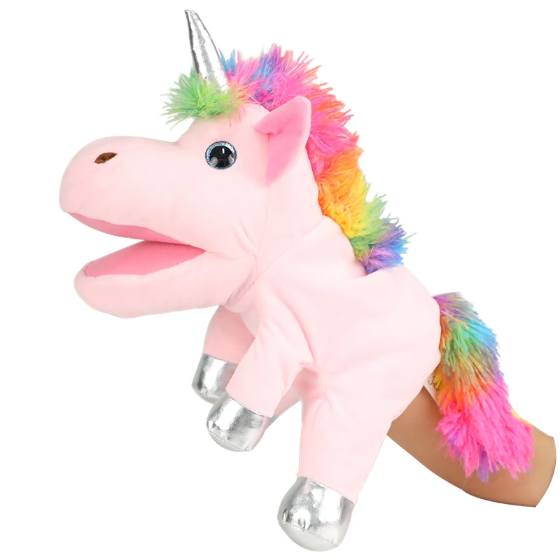 30CM Hand Dolls Children's Toys Plush Rainbow Unicorn Cute Unicorn Family Story Role Playing Finger Toys