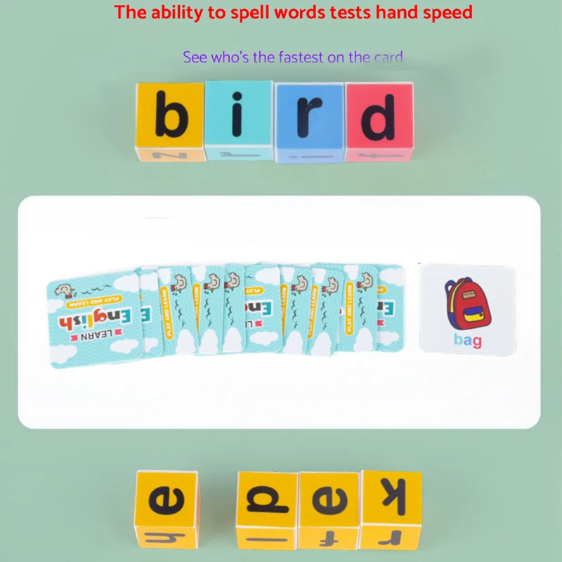 흥미로운 단어 경쟁, 문자 및 영어 문자 매칭 게임, 다채로운 블록 퍼즐, 어린이 대화형 퍼즐 장난감