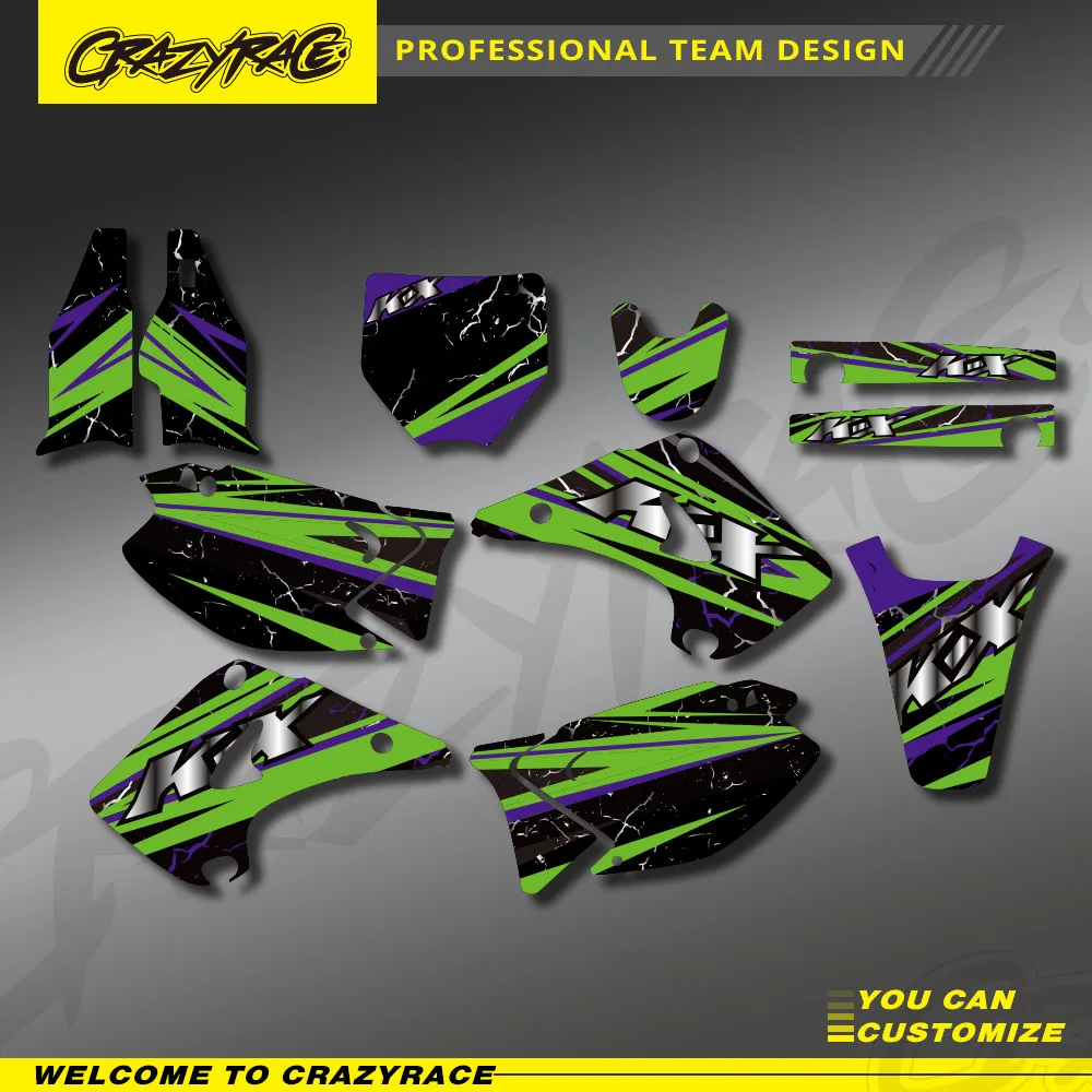 

Motorcycle Graphics Decal Sticker Kit For KAWASAKI KX125 KX250 KX 125 250 2003-2012 2011 2010 Background Protector Customize