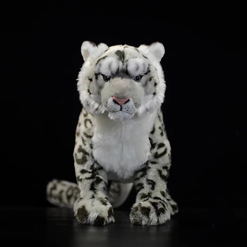 32cm High Big Snow Leopard Stuffed Toys Soft Lifelike Zoo Wild Animals Leopards Plush Toys For Kids Adult Gifts