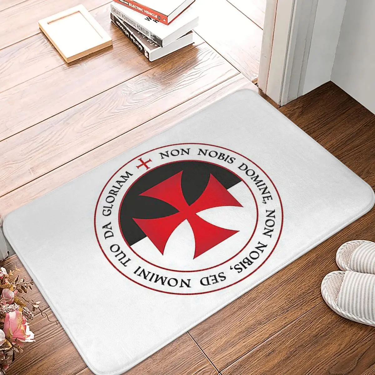 The Knights Templars Cross Christian Crusader Seal Motto Doormat Rug Carpet Mat Footpad Durable Entrance Kitchen Bedroom Balcony