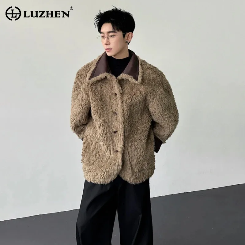 LUZHEN Wear 2026 Winter Design New Fashion Lamb Reversible Wool Parka Jacket Men Trendy Handsome Warm Leather Padded Coat JY9178