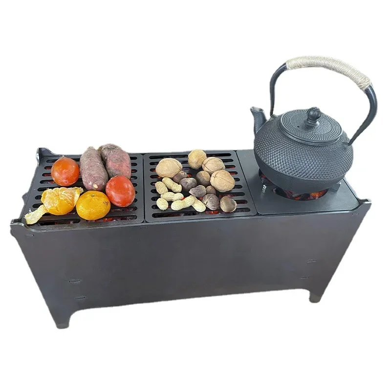 

Outdoor multi-function picnic portable barbecue tea cooker family stainless steel carbon Mutton shashlik