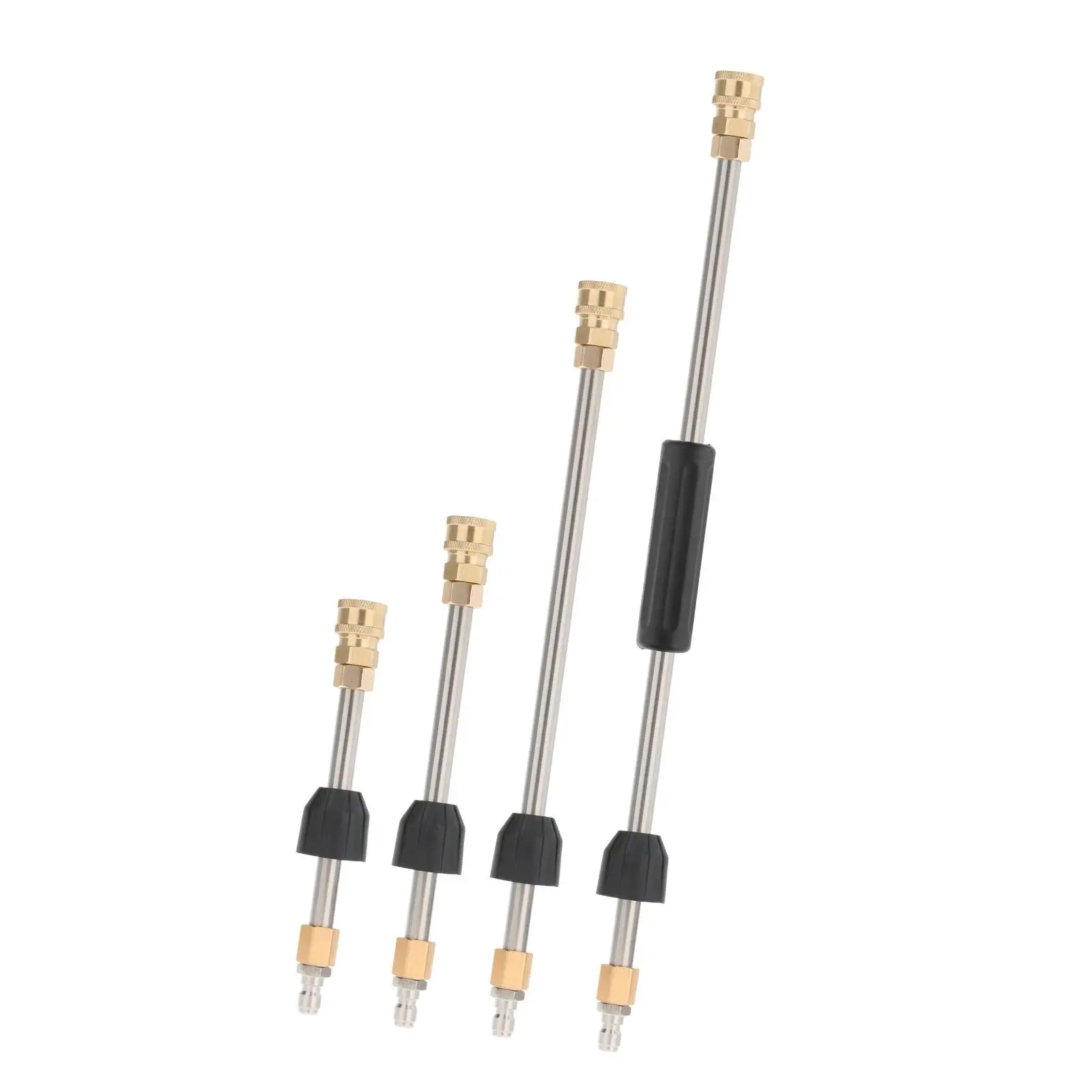 High Pressure Hose Extension Wand Stainless Steel 38cm 1/4 Inch Quick Connect Rod for Driveway and Wall
