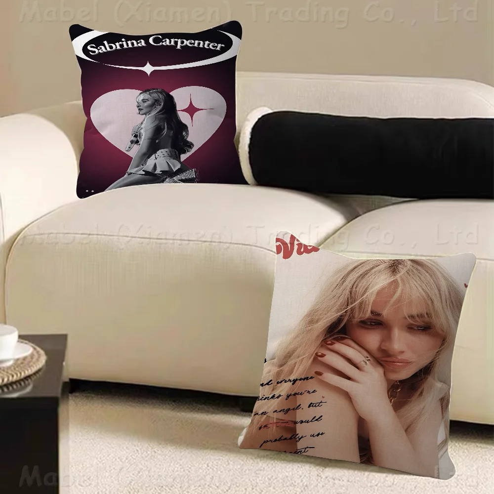 Singer S-Sabrina C-Carpenter Stitch Lucky Dragon Pillow Cover Sofa Cushion Cover Home Room Decoration Children Gift