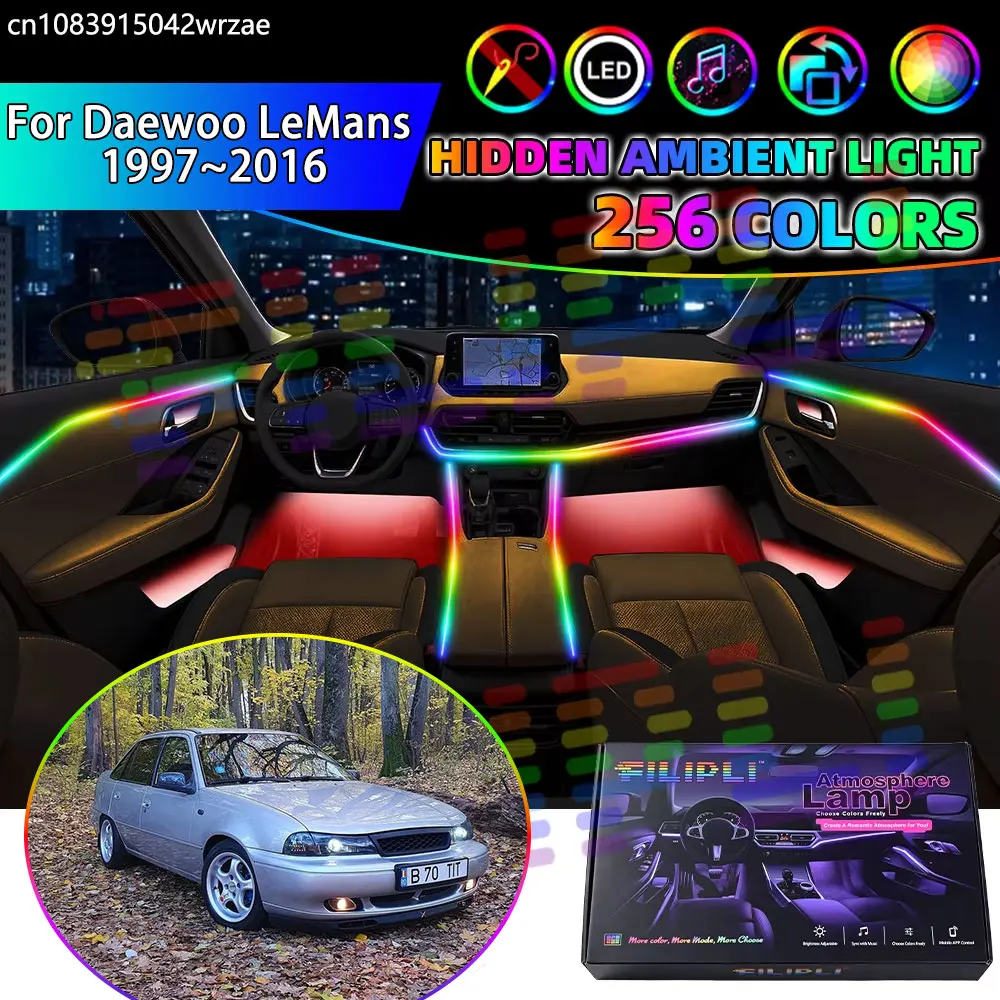 For Daewoo LeMans 1997~2016 MK2 1998 1999 RGB Car Interior Ambient Lights Strips Breathing Lighting Kit App Control LED strips