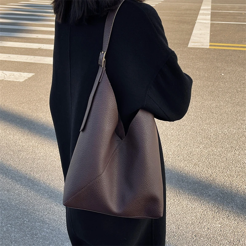 

New Fashionable Women Shoulder Bags Bucket Tote PU Leather High Capacity Shopping Daily Casual Multi-function With Big Pockets