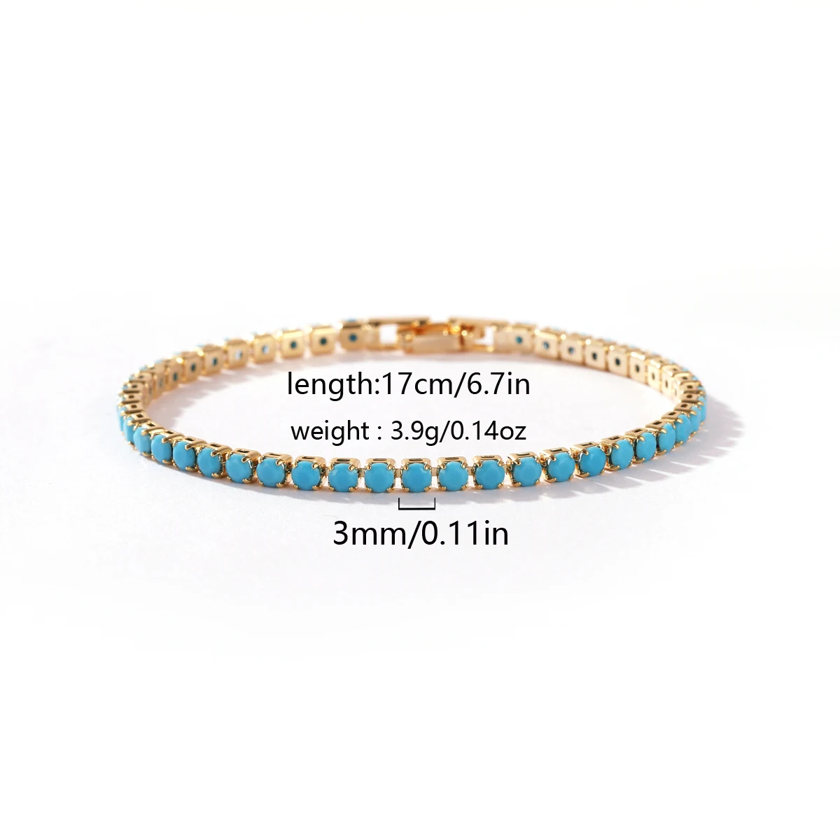 Hochwertige Modische Einfache Blaue Türkis-CZ Gestapelte Tennis-Armbänder für Damen und Herren Nischendesign Perfektes Schmuckgeschenk Großhandel – Detail 8
