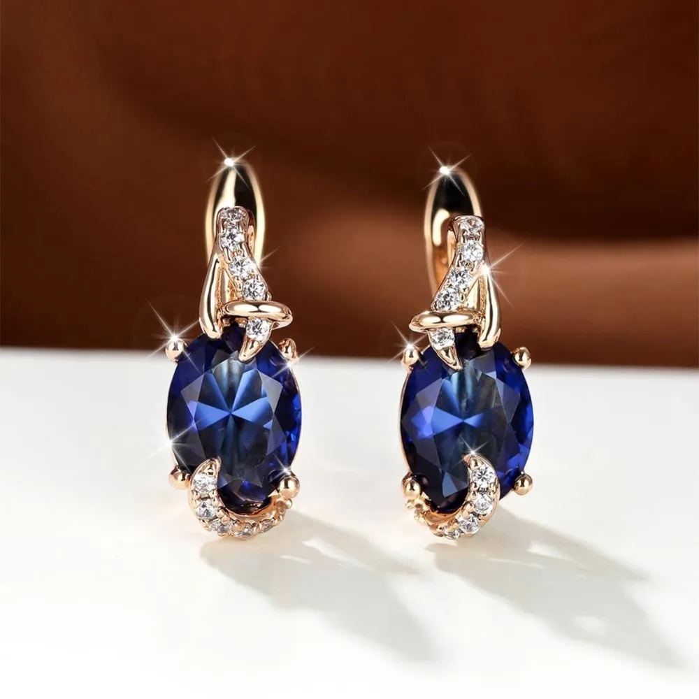 

Women' 18K Gold Plated Claw-Fit Stud Earrings Suitable for- Oval Cut Drop Stone JewelryElegant Casual Attire & Special Occasions