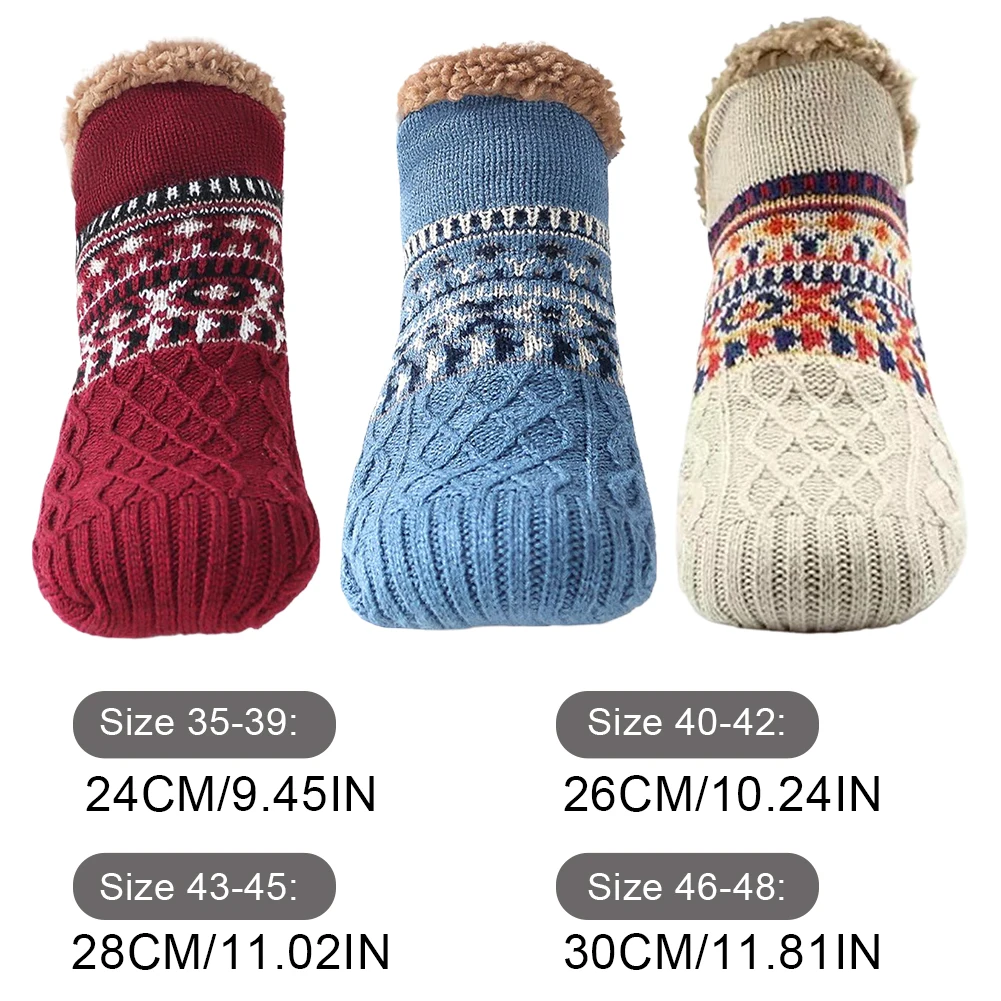 Men Women Winter Indoor Home Slippers Socks Non Slip Thick Thermal Socks Soft Thermal Slipper Socks for Christmas